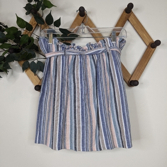 New Look Linen Blend Paper Bag Waist Mini Skirt - Picture 3 of 8